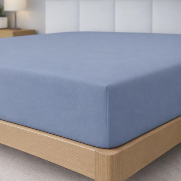 Degrees Home - Collection - Spannbettlaken – 100% Polyester, Hochwertige Mikrofaser, Rundum-Gummizug, Atmungsaktiv & Pflegeleicht, Oeko-Tex Standard -160 x 200 x 33– Grau blau