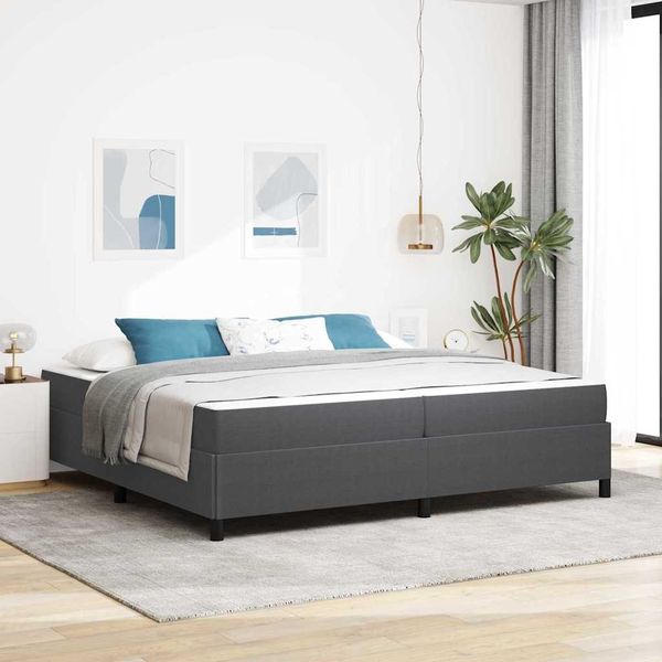 vidaXL Bettrahmen mit Matratze Dunkelgrau 200 x 200 cm Stoff 3399141