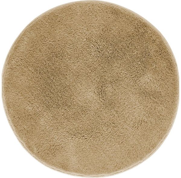 andiamo Badematte rutschfest Florida - Badezimmerteppich weich und flauschig - Badteppich rutschfest waschbar Duschvorleger Badvorleger für Badezimmer 60 cm rund Taupe
