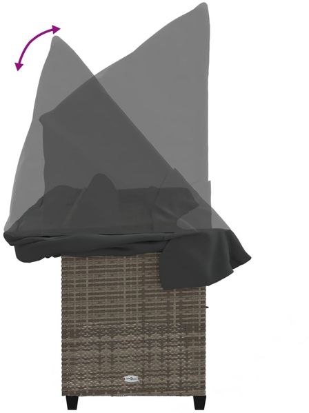 vidaXL Sonnenliege mit Dach und Kissen Grau Poly Rattan 368337 Bild 8