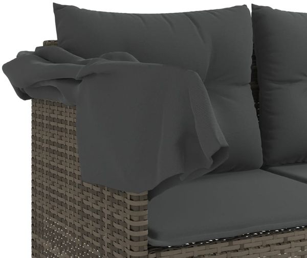 vidaXL Sonnenliege mit Dach und Kissen Grau Poly Rattan 368337 Bild 9