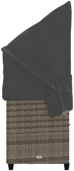 vidaXL Sonnenliege mit Dach und Kissen Grau Poly Rattan 368337 Bild 6