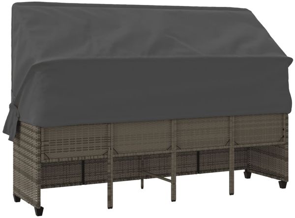 vidaXL Sonnenliege mit Dach und Kissen Grau Poly Rattan 368337 Bild 7
