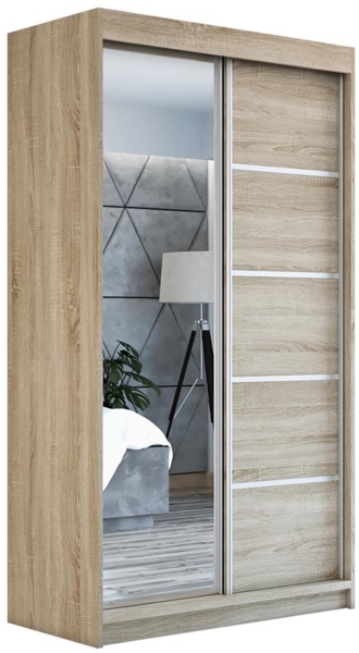 Schwebetürenschrank GAP 2-türig Schrank 120 cm (mit Spiegel) Farbe: Sonoma