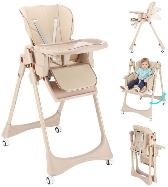 oyajia Kinderstuhl 3in1 Babywippe für Kinder, höhenverstellbar klappbar (Babystuhl mit Tablett und 5-Punkt-Gurt, Fußstütze, Einfach zu Reinigen), Baby Wippe, ab 6 Monaten bis 3 Jahren
