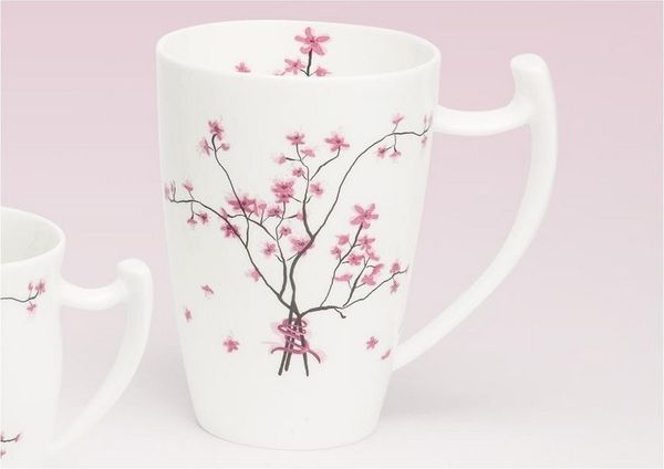 TeaLogic Tasse Cherry Blossom, Porzellan, Spülmaschinengeeignet, Weiß, Kirschblüten, H: 14cm