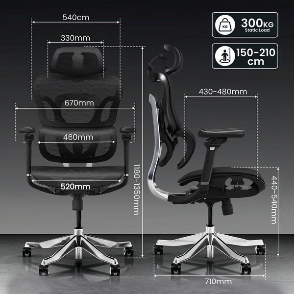 FLEXISPOT Bürostuhl ErgoX, Schreibtischstuhl Premium Ergonomischer (Rückenlehne verstellbar 90°-135°, mit 5D Armlehnen & 4D Kopfstütze, 5D-verstellbare Rückenlehne), für Büroarbeit, Home Office und Gaming, 300KG Tragkraft