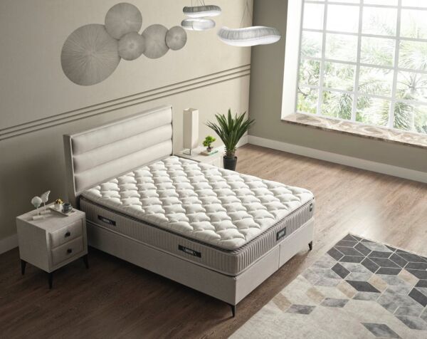 Villa Möbel Boxspringbett Moon (Bett Set, Bett Set aus Bettkasten, Kopfteil und Matratze), Bettkasten mit XXL Stauraum & Gasdruckfedern für einfache Handhabung