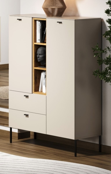 Highboard Sao Paulo in Sand und Eiche 93 x 140 cm