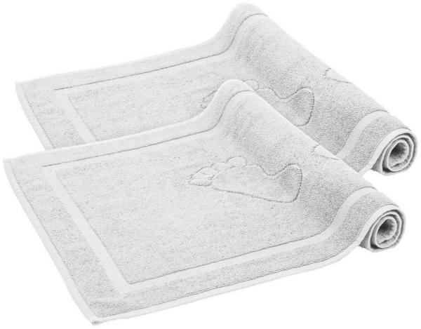 Komfortec Badvorleger Set 2 Teilig, Frottee Duschvorleger, Waschbar Duschmatte & Badteppich, 600 g/m² &100% Baumwolle, Saugfähig & Schnelltrocknend, 50x70 cm, weiß