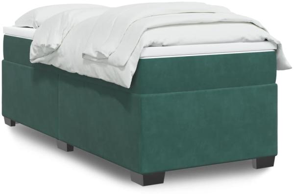 vidaXL Boxspringbett mit Matratze Dunkelgrün 90x200 cm Samt 3285260