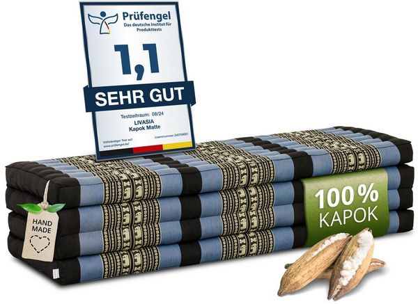 Klappmatratze Klappmatratze 140 cm (Classic) vegan und handgefertigt, 200x140x8cm, livasia, Kapok