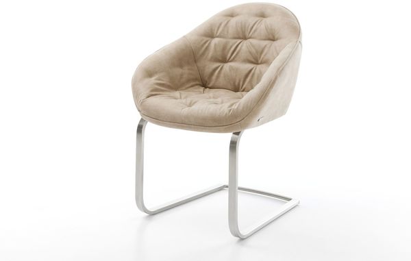 Delife Freischwinger Gaio-Flex, Mikrofaser Beige Vintage, 59x62x81 cm