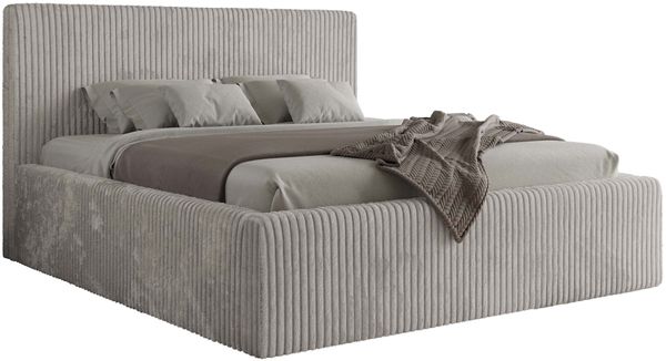 MKS Möbel 'Tiliano Classic' Polsterbett mit Stauraum, Cordstoff, Hellgrau, 140x200 cm, ohne Matratze Bild 5