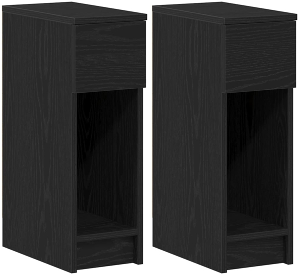 vidaXL Nachttische mit Schublade 2Stk. Schwarz Eichen-Optik 20x36x60cm 858698