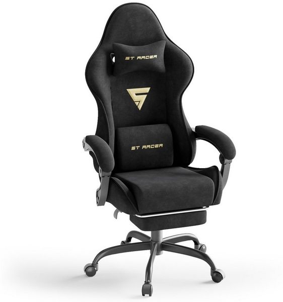 Ferghana Gaming-Stuhl Racing PC Stuhl Verstellbar mit Kopf-,Lendenkissen, Fußstütze (Rückenlehne 90°-125), Ergonomisch, atmungsaktiv Gaming Chair