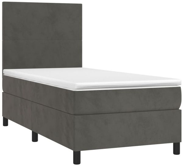 vidaXL Boxspringbett mit Matratze Dunkelgrau 90x190 cm Samt 3142876 Bild 3