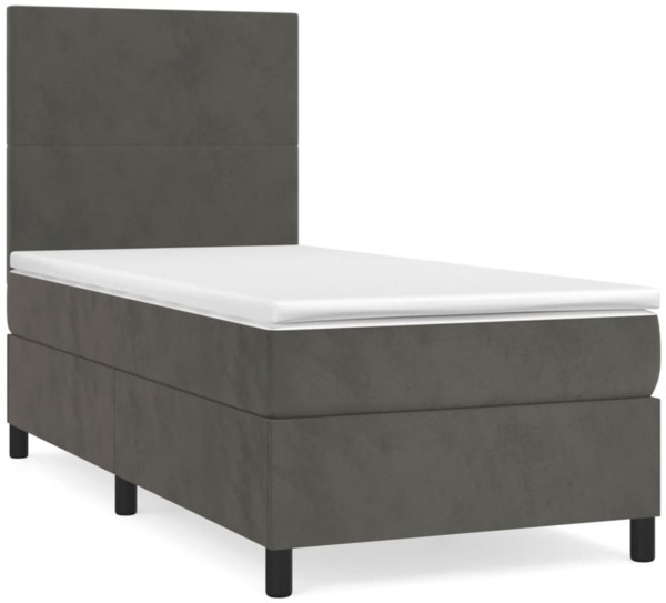 vidaXL Boxspringbett mit Matratze Dunkelgrau 90x190 cm Samt 3142876