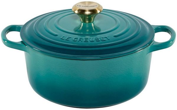 LE CREUSET Kochtopf Signature Bräter rund 24 cm bleu riviera