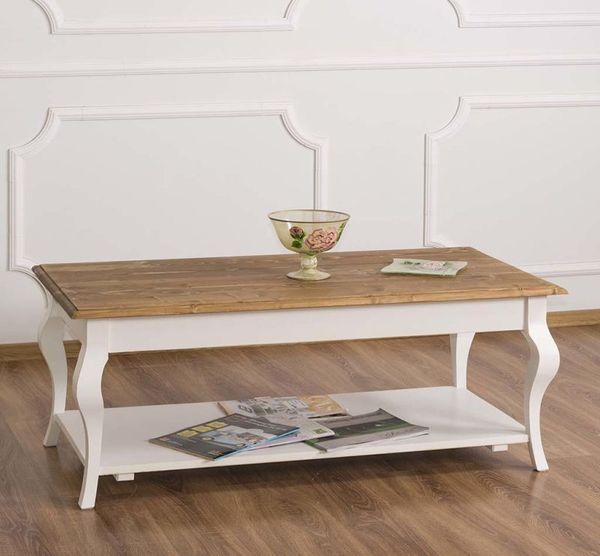 Couchtisch französischer Landhausstil, weiß-braun