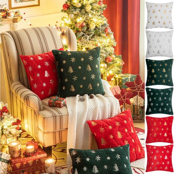 Sunicol Kissenbezug Shaggy Plüsch Pailletten Kissenbezug, Gestickt Sofakissen, 45x45cm, (2 Stück), Für Weihnachtsfeier Dekoration, 1/2/4 Stück