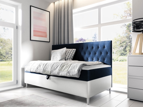 Boxspringbett 'Lenda Junior 2' blau 80x200 cm Bild 2