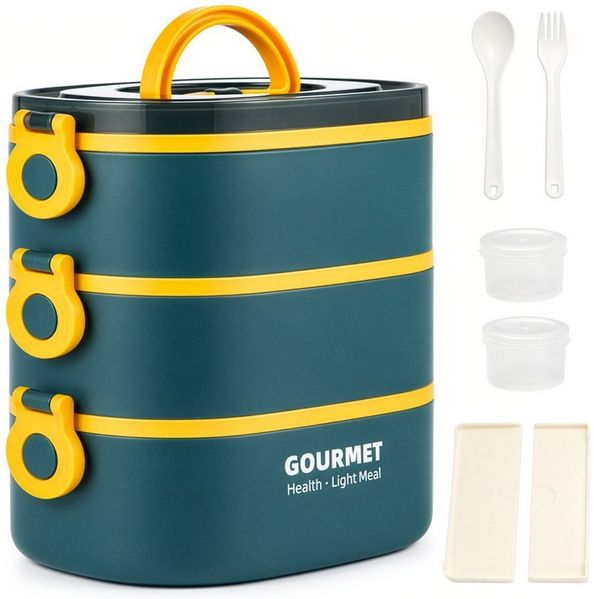 Youyijia Lunchbox Bento Box Brotdose Lunchbox, stapelbar 3-lagige Brotdose Behälter