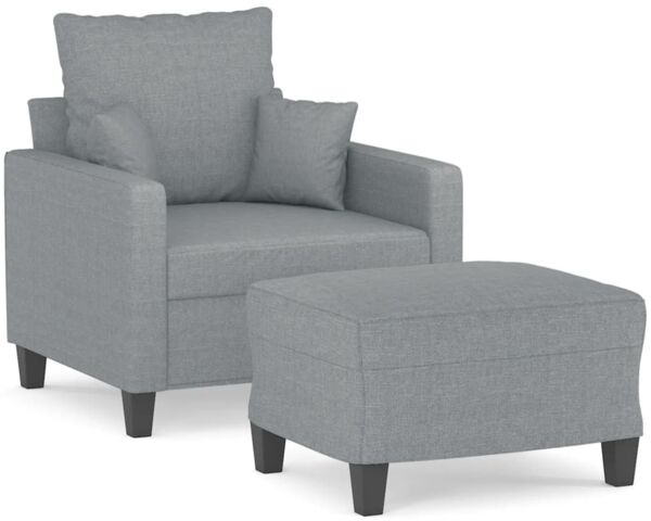 vidaXL Sessel mit Hocker Hellgrau 60 cm Stoff 3201081