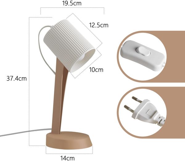 ZMH Tischleuchte Wohnzimmer Nachttischlampe mit Kabel - 37.4 cm Tischlampe 2er Set Kleine Lampe E14 Tischlampen Braun Moderne Landhausstil für Esstisch Schlafzimmer - Ohne Leuchtmittel Bild 2
