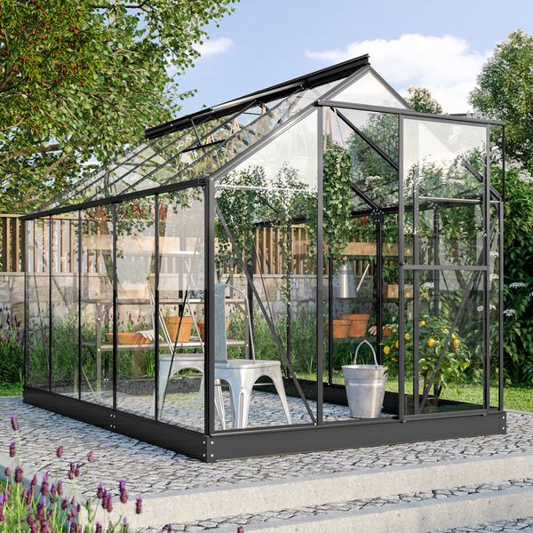 Vitavia Gewächshaus Triton 6200, 3mm ESG, schwarz, inkl. Fundament