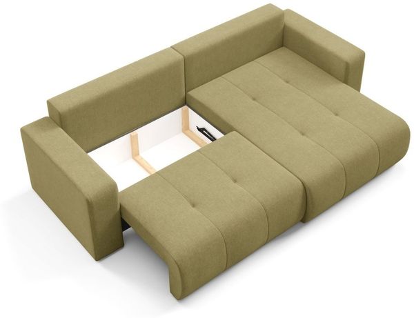 Ecksofa Sofa mit Schlaffunktion AUGUSTO in Stoff Wind Moosgrün Ottomane Rechts Bild 3