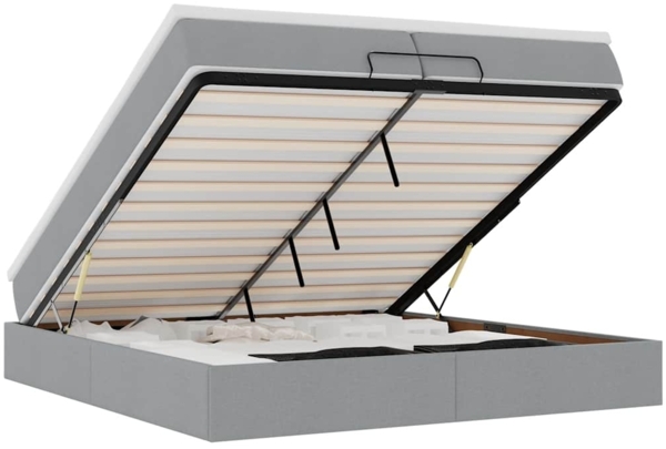 vidaXL Ottoman-Bett mit Matratzen Hellgrau 200x200 cm Stoff 3311134