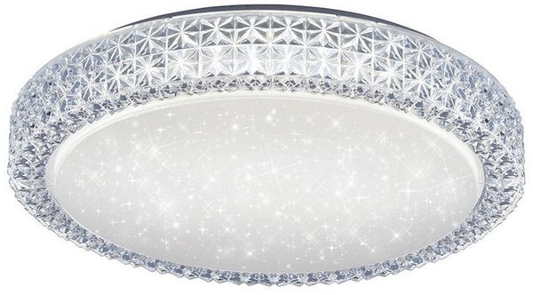 SellTec LED Deckenleuchte LED Deckenleuchte FRIEDA rund, Farbwechselsteuerung (CCT-Lichtmanagement), Memory-Funktion, 1xLED-Board / 22,00 Watt, warmweiss-kaltweiß (CCT), Kristall Optik LED Sternenhimmel, Lichtfarbwechsel CCT
