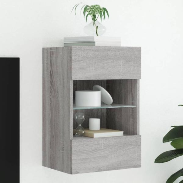 vidaXL TV-Wandschrank mit LED-Leuchten Grau Sonoma 40x30x60,5 cm 837088