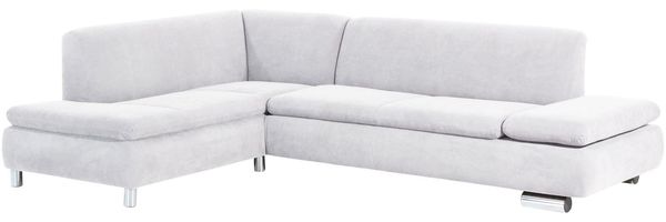 Ecksofa mit Ottomane links Kaye Bezug Veloursstoff Metallfuß verchromt / creme 23109
