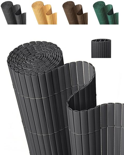 paramondo PVC Sichtschutzmatte Sichtschutzzaun 120x300 cm Dreifache Verstärkung für Garten Terrasse, Privatsphäre Balkon Sichtschutz Zaun Windschutz Wetterfest mit Strukturierte Oberfläche Anthrazit