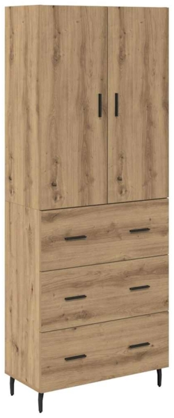 vidaXL Highboard 2 pcs Artisan-Eiche Engineered Wood und Glas 3415865