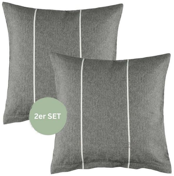 Esprit Bettwäsche HARPLINES Renforcé Kissenbezüge und Bettwäsche, Baumwolle, 2 teilig, 40x40 cm 2er Pack in Anthrazit