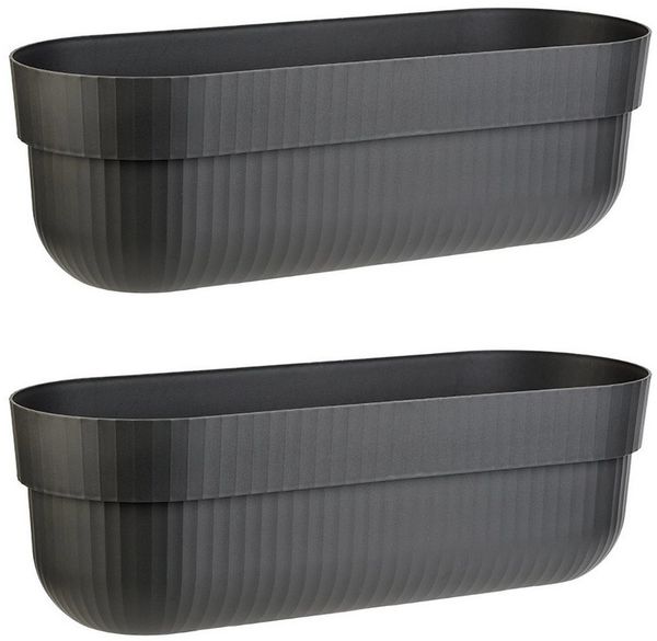 Engelland Blumenkasten mit Wasserspeicher/Drainagesystem und Abstandshalter (Vorteils-Set, 2 St), Blumentopf, 50 cm, PP-Kunststoff, Balkonkasten, länglich, formstabil