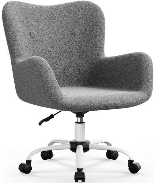 Adormii Bürostuhl Schminkstuhl,Homeoffice Stuhl mit Armlehnen,Drehstuhl mit Rrollen (Boucle-Gewebe,höhenverstellbar,für Schminktisch,Arbeitszimmer, Schlafzimmer,150kg)