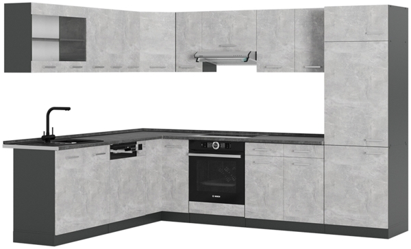 Eckküche R-Line Beton/Anthrazit 287 x 60 cm , AP Anthrazit Vicco Bild 1