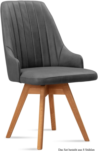 Esszimmerstuhl drehbar (8er-Set) Dotti 52x91x60 Eiche geölt/Grau