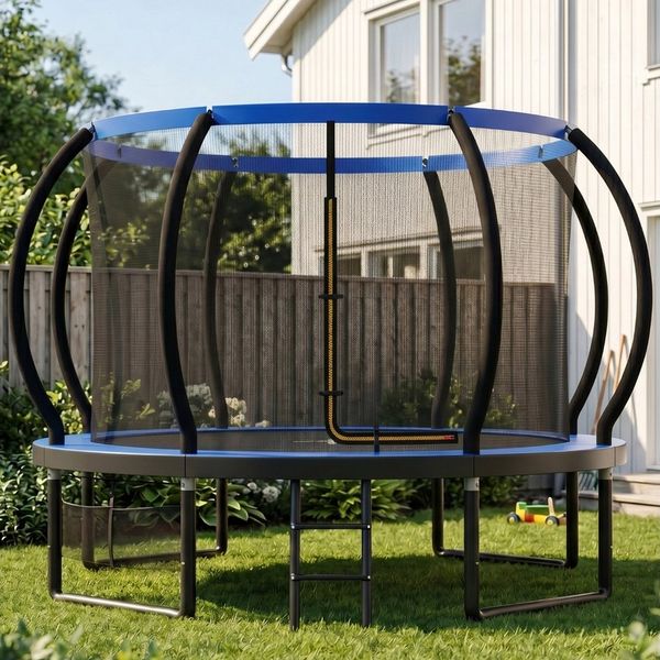 HOMALL Gartentrampolin Trampolin,Kindertrampolin mit Sicherheitsnetz und Leiter, Ø 305 cm, Ø305/366/427cm,gepolstertes Gestell,150kg,Schutzranabdeckung