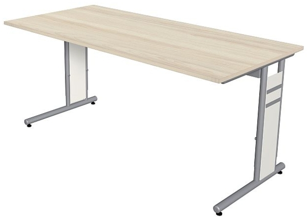 Kerkmann Schreibtisch 4101 Form 4 160x80x68-82 cm C-Fuß Alusilber Applikationen Typ C ahorn