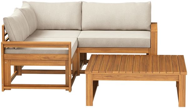 STEELSØN 'Mizaru' Premium Gartenlounge, Gartenmöbel Set mit Tisch, taupe, Akazienholz, wetterfest und UV-beständig, Outdoor Ecksofa mit 2 Sitzen Bild 10
