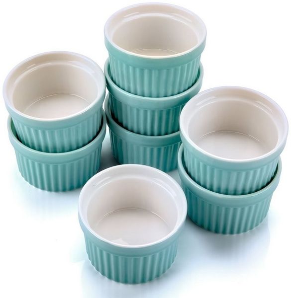Dimono Dessertschale DIMONO Crème-Brûlée & Soufflé Förmchen – 8er Keramik Dessert Set, Keramik, (Schälchen mit 170 ml, 8-tlg), Schalen