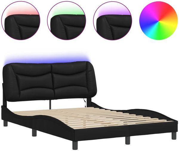 Einzelbettgestell Design für Erwachsene mit LED ohne Matratze Schwarz 120x200 cm d3571e