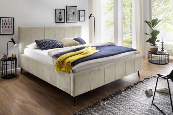 Polsterbett >Lizzano mit BK< Liegefläche 160x200cm, beige, Stellmaß: 178x115x219cm (BxHxT)