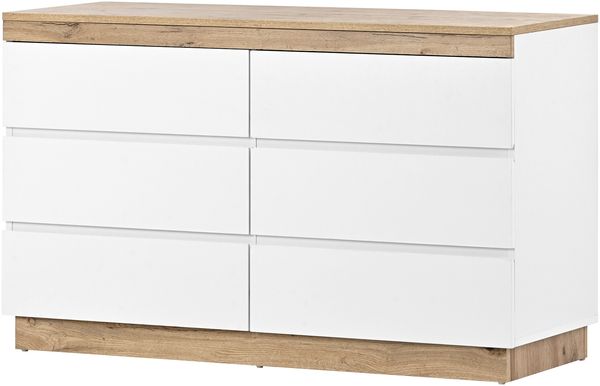 Merax Kommode mit 6 Schubladen, Schließfach, Funktion von Aufbewahrung, weiß+oak Bild 10