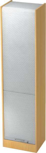 bümö Rollladenschrank 5 OH abschließbar in Buche/Silber mit Bogengriff, SET50-6-S-BM